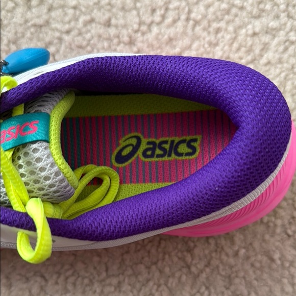 Asics White and Pink Athletic Shoes with Breathable Upper - Picture 9 of 10